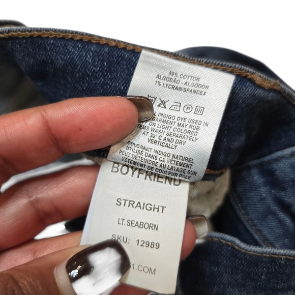 DL1961 Riley Boyfriend Jeans Straight‎ Leg Distressed Lt Seaborn Size 31 - Picture 7 of 9
